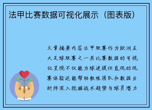 法甲比赛数据可视化展示（图表版）